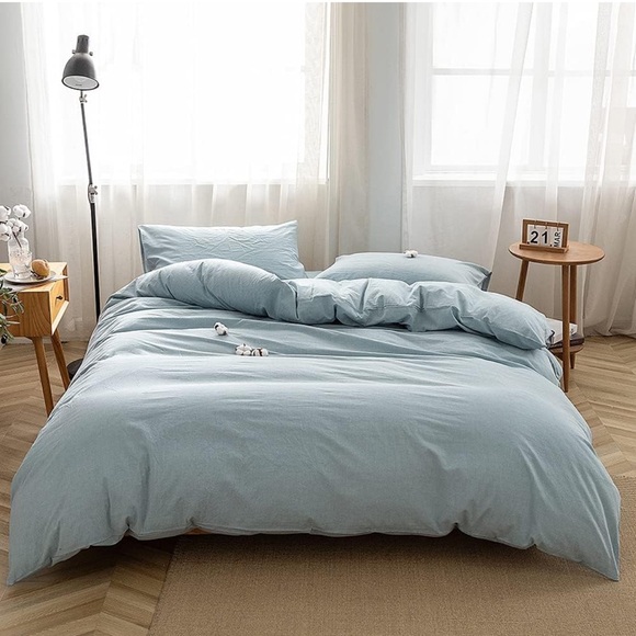 Other - Duvet Cover Set 3 Pieces 100% Washed Cotton Linen Like Breathable Durable Soft